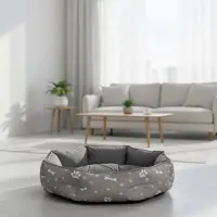 Feel2Home Hundebett Hundesofa Katzenbett Ø60cm Grau Hundekissen Wendekissen Hundekorb