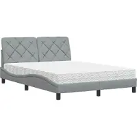 Syfax Bett mit Matratze Hellgrau 140x190 cm Stoff