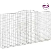 vidaXL Gabionen mit Hochbogen 15Stk. 400x30x220/240cm Verzinktes Eisen