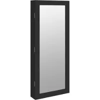 Syfax Spiegel-Schmuckschrank mit LED-Beleuchtung Wandmontage Schwarz