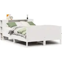 Syfax Massivholzbett mit Regal ohne Matratze Weiß 135x190 cm Kiefer