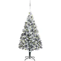 vidaXL "Schlussverkauf" Künstlicher Weihnachtsbaum(1 pc) - Kunstbaum/Tannenbaum - mit 300 LEDs mit Ständer Weiß 180 cm C7782