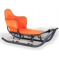 Sonstiges Schlitten mit Rückenlehne Kinderschlitten Metall Holzsitz; orange