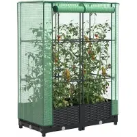 vidaXL "2026 Promotion" Hochbeet - Pflanzkasten - mit Gewächshaus-Aufsatz - Rattan-Optik 80x40x123 cm - Beete CC24789