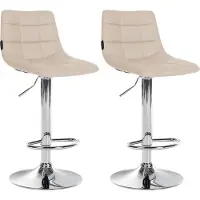CLP 2er Set Barhocker Jerry Kunstleder, Farbe:creme, Gestell Farbe:schwarz