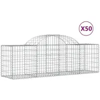 vidaXL Gabionen mit Hochbogen 50 Stk. 200x50x60/80 cm Verzinktes Eisen