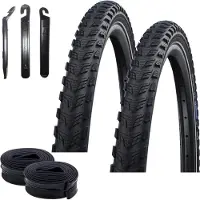 Schwalbe 2 x Marathon GT 365 Performance DualGuard E-50 26 x 2,15 (55-559) Schwarz/Reflex + 2 x Schläuche SV13 inkl. Reifenheber