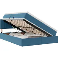 Syfax Aufbewahrungsbett mit Matratze Dunkelblau 140 x 200 cm Samt