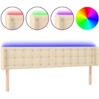 Syfax LED Kopfteil Creme 203x16x78/88 cm Stoff