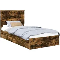 Syfax Aufbewahrungsbett Geräucherte Eiche 100 x 200 cm Holzwerkstoff
