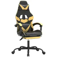 Syfax Gaming-Stuhl mit Fußstütze Schwarz und Golden Kunstleder