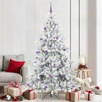 vidaXL "Schlussverkauf" Künstlicher klappbarer Weihnachtsbaum(1 pc) - Kunstbaum/Tannenbaum - Weiß 210 cm PVC und Stahl C8001
