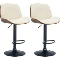 CLP 2er Set Barhocker Nova Kunstleder, Farbe:walnuss/schwarz