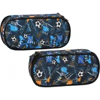 Starpak Federmäppchen, 1 Reißverschluss, Fußball, blau