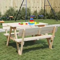 vidaXL Möbel Picknicktisch für 4 Kinder mit Schirmloch Massivholz Tanne - Gartentische &23026