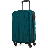 Suitline - leichtes Handgepäck 55x35x20 cm Flugzeug-Trolley 34 L Bordgepäck Hand-Koffer leicht Bord-Koffer 4 Rollen Kabinengepäck Hand Luggage TSA ,Aquagrün