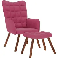 vidaXL "im " Relaxsessel mit Hocker Weinrot Samt - Fernseh- & Relaxsessel CC18260