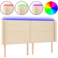 Syfax LED Kopfteil Creme 183x16x118/128 cm Stoff