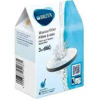 Brita MicroDisc Filterkartusche, 3er Pack, 1 Filter = 1 Monat, Reduziert Chlor, Kompatibel mit fill&go & fill&serve