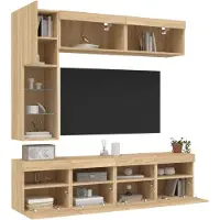 vidaXL CLORIS 7-tlg. TV-Wohnwand mit LED-Leuchten Sonoma-Eiche - TV-Schränke 408