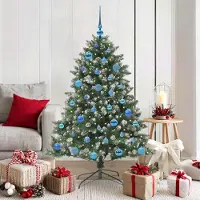 vidaXL "Schlussverkauf" Künstlicher Weihnachtsbaum(1 pc) - Kunstbaum/Tannenbaum - mit 150 LEDs mit Ständer Grün 150 cm C7352