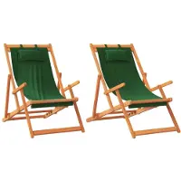 Syfax Klappbare Strandstühle 2 Stk. Grün Stoff