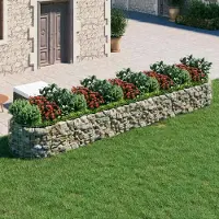 vidaXL "Rabatt" Gabionen-Hochbeet - praktische Gabionenkorb - Verzinktes Eisen 500x100x50 cm - Beete CC1021