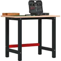 vidaXL Möbel Werkbank 100x60x81,5 cm Massivholz Buche Rechteckig - Werkbänke 3309660