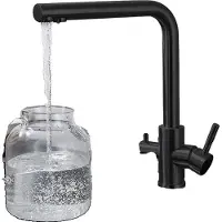 OEM Gefilterter Küchenwasserhahn, Edelstahl, mit zwei Griffen, ssd001LB schwarz