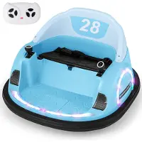 Costway 68x66x40 cm 12V Autoscooter Kinder mit Fernbedienung, Elektro Bumper Car mit 360° Drehnug, Musik&Licht, für Kleinkinder ab 18 Monaten Blau