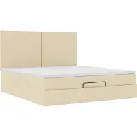 Syfax Ottoman-Bett mit Matratze Creme 160x200 cm Stoff