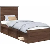 Syfax Bettrahmen Braun Eichen-Optik 75 x 190 cm Massives Kiefernholz