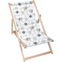 Dreamroots Liegestuhl klappbar Holz, bis zu 130 kg, Sonnenliege klappbar mit 3-stufiger Neigungsregulierung der Rückenlehne, Chevron and Flowers