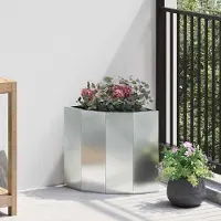 vidaXL "Schlussverkauf" Eckpflanzer im Garten - 1 pc - Hochbeet/Gartenbeet - Silber 30x30x35 cm Verzinkter Stahl C13639