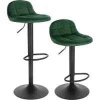 Merkloos Barkhocker – Dunkelgrün – Samt – Ergonomisch – Höhenverstellbar – Sitzhöhe 62–83?cm – 2er Set