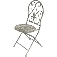 DanDiBo Gartenstuhl Metall Grau Weiß 96127 Metallstuhl Stuhl Garten Vintage Eisen Nostalgie Eisenstuhl Antik