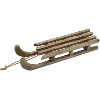 Spetebo Dekoschlitten aus Holz natur mit Seil - 46 x 12 cm - Deko Holzschlitten mit Naturkordel zum Basteln und Dekorieren