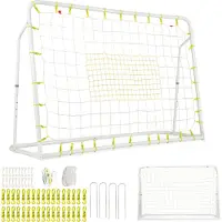 Costway 2 in 1 Fußballtor & Rebounder, Fußballtor-Set höhenverstellbar für Kinder ab 6 Jahren Weiß