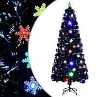 Syfax Weihnachtsbaum mit LED-Schneeflocken Schwarz 210 cm Fiberoptik