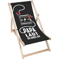 Dreamroots Liegestuhl klappbar Holz,bis zu 130 kg, Sonnenliege klappbar mit 3-stufiger Neigungsregulierung der Rückenlehne, Papa Lädt Die Akkus