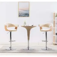 vidaXL Möbel Barhocker 2 Stk. Creme Bugholz und Kunstleder - Barhocker 283116