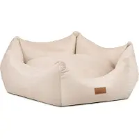 Adgo Die Villa 75x38x20 cm, Hundebett mit Rand, Haustierbett, Bett, Bodenbett, Hundekissen, Hundesofa, Katzenbett, Hundekörbchen (Velvet/Creme)