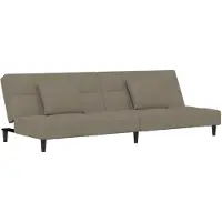 Syfax Schlafsofa 2-Sitzer mit 2 Kissen Hellgrau Samt
