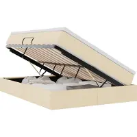 Syfax Aufbewahrungsbett mit Matratze Creme 140 x 200 cm Polyester