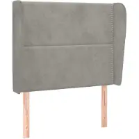 Syfax Kopfteil mit Ohren Hellgrau 103x23x118/128 cm Samt