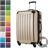 Hauptstadtkoffer Alex - Hartschalen-Koffer erweiterbar mit 4 Rollen Check-In Trolley Reisekoffer mit Dehnfalte Check-In Gepäck 158cm Hardcase Luggage 65 cm, 74 Liter,Champagner