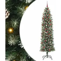 Syfax Künstlicher schlanker Weihnachtsbaum Grün und Weiß 210 cm