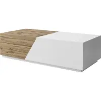 Mirjan 24 Couchtisch Ceelias, Modern Wohnzimmer Sofatisch mit Stauraum, Industrial Kaffeetisch (Farbe: Weiß / Wotan)