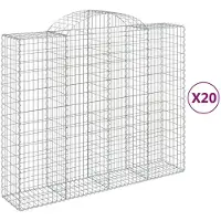 vidaXL Gabionen mit Hochbogen 20Stk. 200x50x160/180cm Verzinktes Eisen