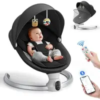 StarTech.com Elektrische Babywippe - Babyschaukel - Smartphone-Anbindung - Batterie- oder Netzbetrieb - 10 Melodien - 5-Punkt-Gurt - 0–6 Monate - Bis 10 kg - Schwarz